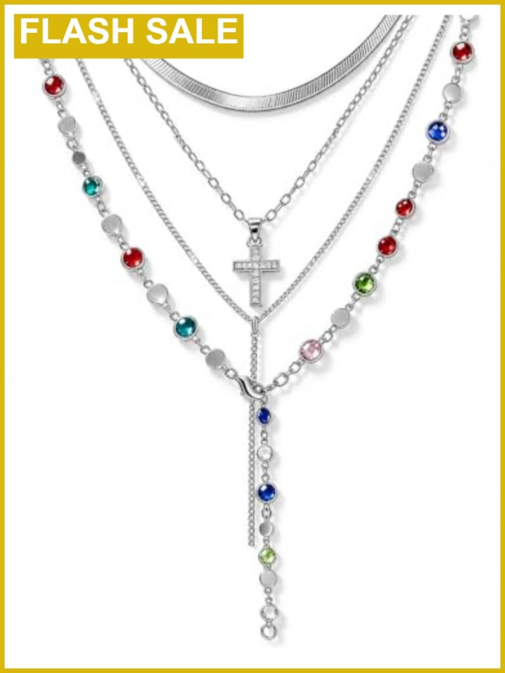 14k Gold Plated Cross Necklaces for Women 4PCS Layering Set Adjustable